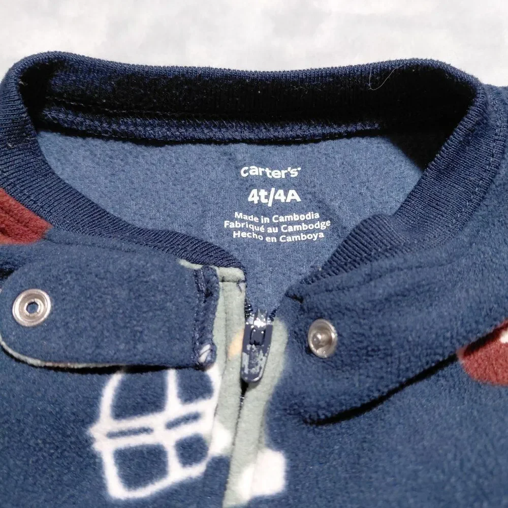 Carter's Footed Fleece Pajama Football Toddler Size 4T EUC